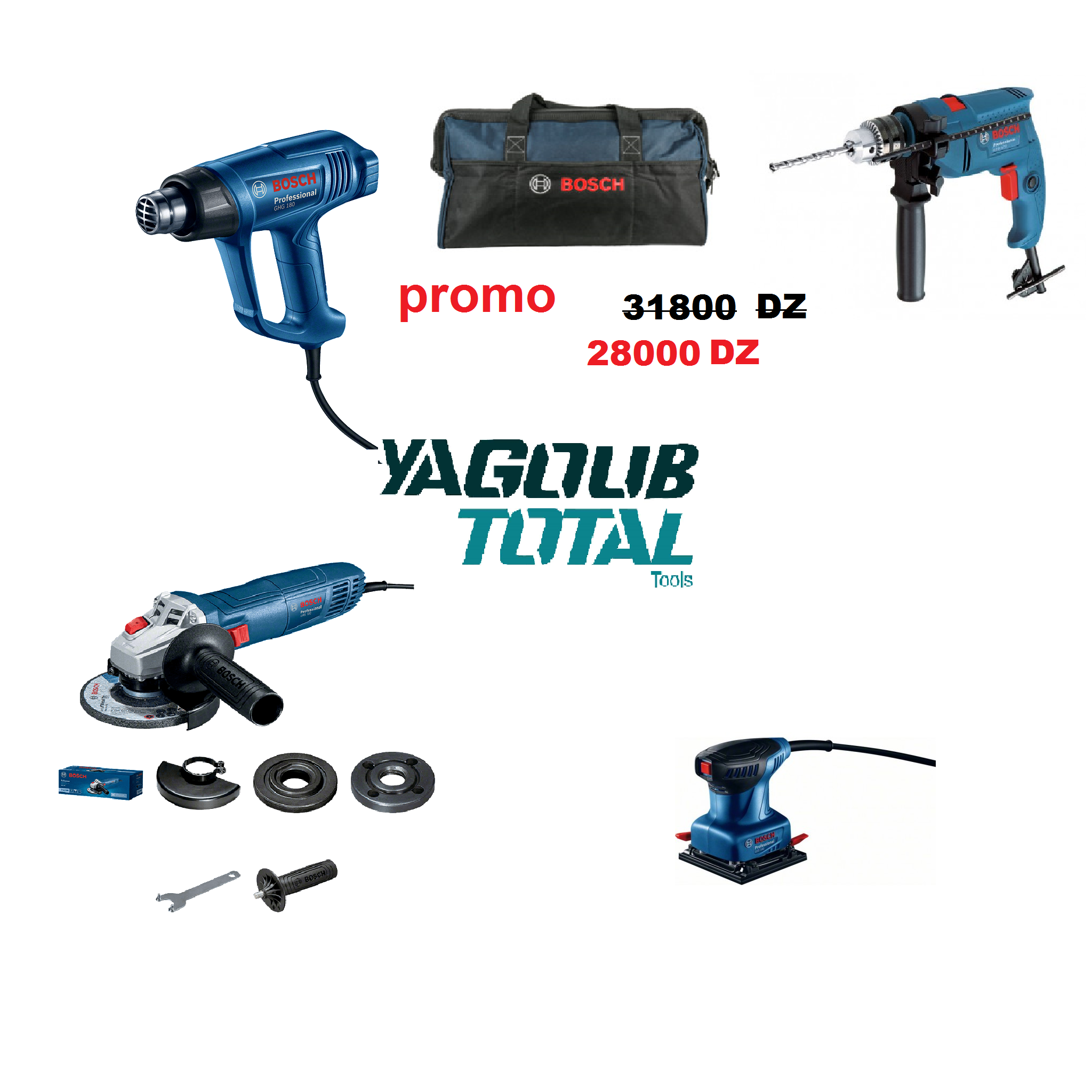 MEULEUSE +PERCEUSE  +DÉCAPEUR +Ponceuse vibrante +Sac à outils